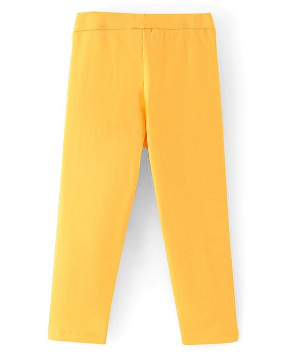 Pine Kids Knit Three Fourth Biowashed Leggings Polka Dot Print And Solid Pack of 2 - Pink Yellow