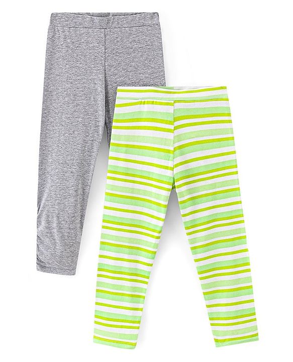 Pine Kids Full Length Leggings Pack of 2 - Green Light Grey