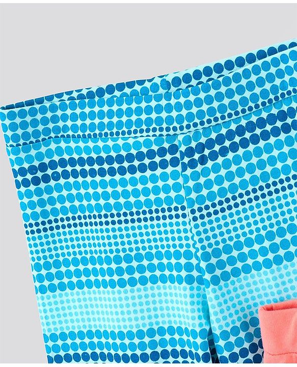 Pine Kids Three Fourth Length Cotton Biowashed Stretchable Leggings Striped & Solid Pack Of 2 - Blue Orange