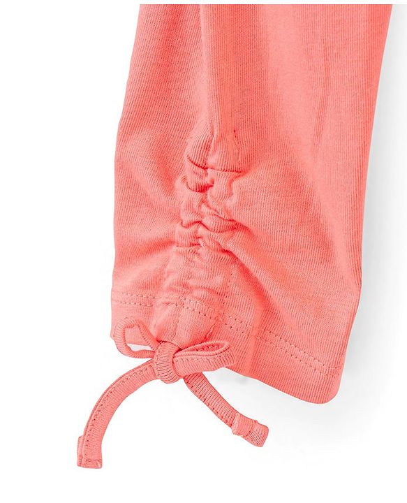 Pine Kids Three Fourth Length Cotton Biowashed Stretchable Leggings Striped & Solid Pack Of 2 - Blue Orange