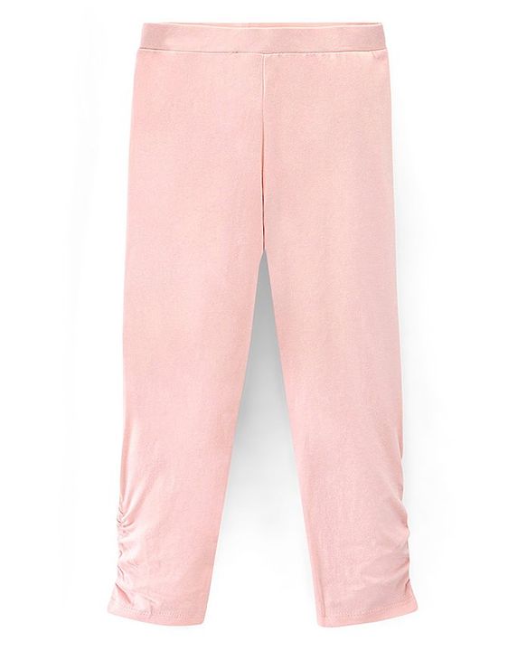 Pine Kids Knitted Three Fourth Length Solid Color Leggings Pack Of 2 - Blue Pink