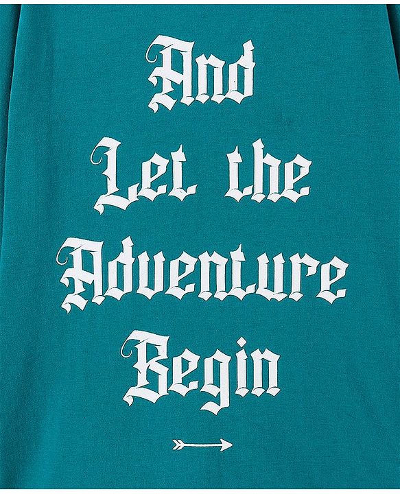 Pine Kids Full Sleeves Biowashed T-Shirt Text Print - Blue
