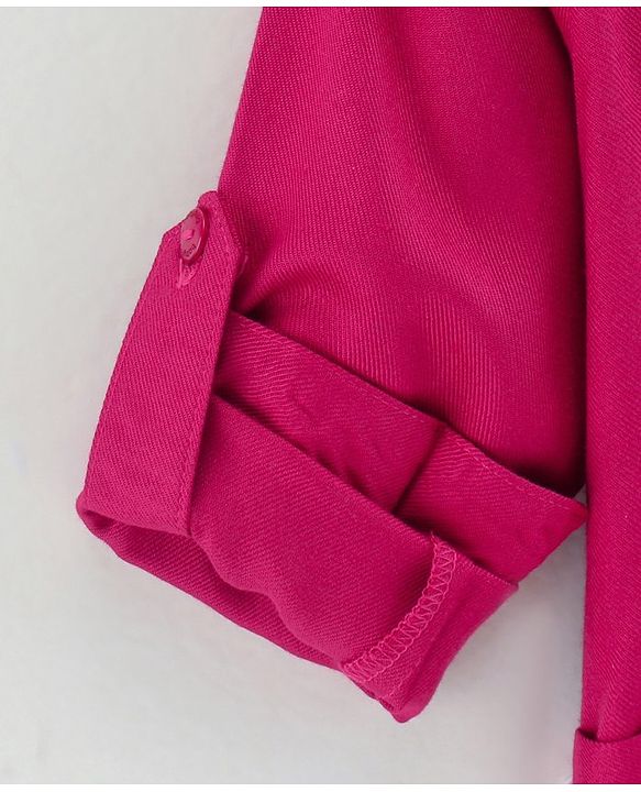 Babyhug Full Sleeves Embroideried Frock - Fuschia