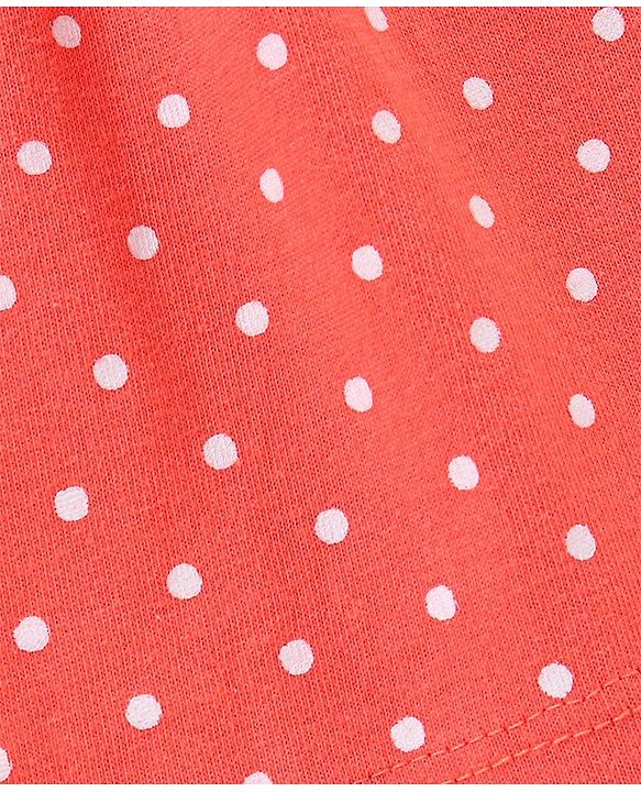 Babyhug 100% Cotton Knit Half Sleeves Frocks Polka Dots & Heart Print Pack of 2 - Coral &  White