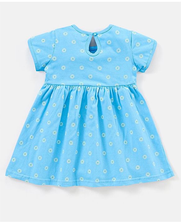 Babyhug 100% Cotton Half Sleeves Frocks Floral Print Pack of 2 - Green Blue