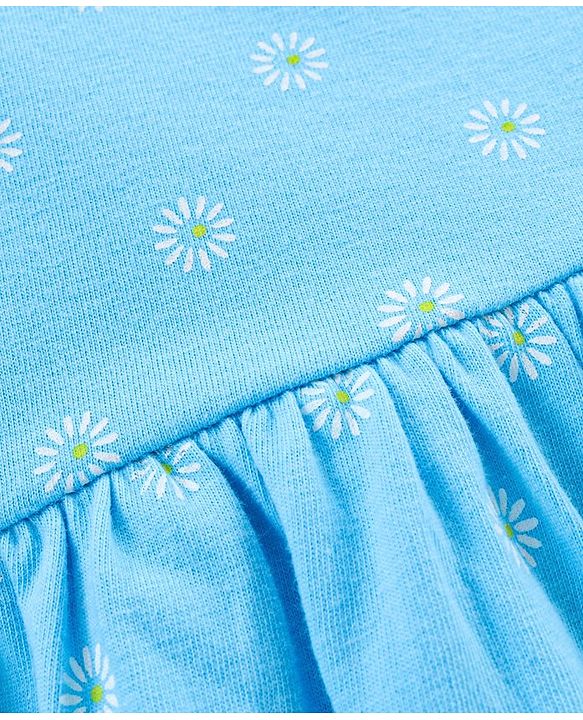 Babyhug 100% Cotton Half Sleeves Frocks Floral Print Pack of 2 - Green Blue