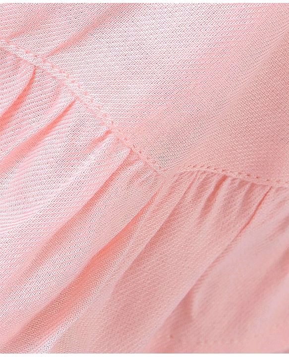 Pine Kids Solid Soft Rayon Skirt with Frills Knee Length - Rose Quartz