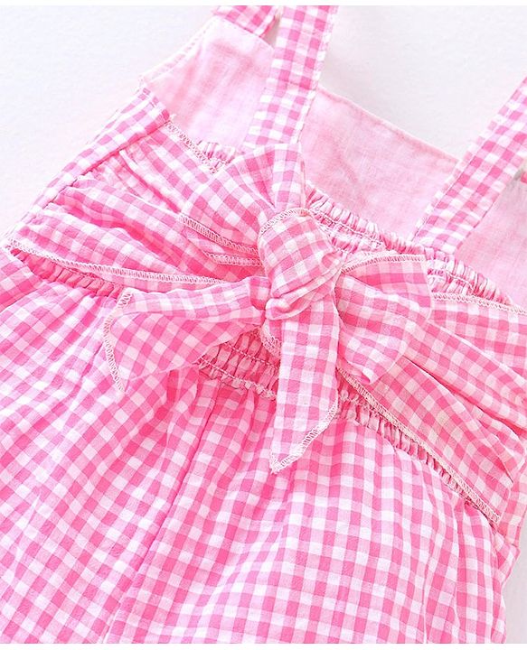 Babyhug Cotton Sleeveless Checks Jumpsuit- Pink