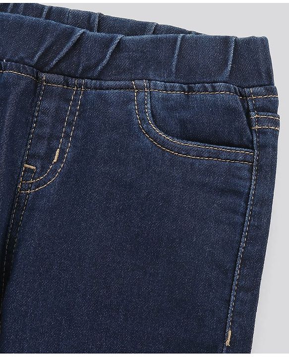 Pine Kids Cotton Full Length Stretchable Jeggings with Elasticated Waistband Washed - Medium Blue