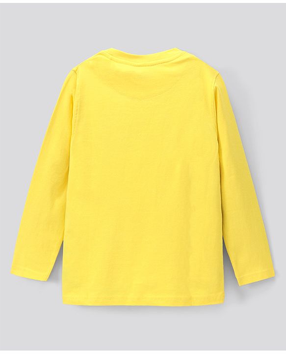 Pine Kids Cotton Knit Full Sleeves Racetrack Printed Biowash T Shirt - Yellow
