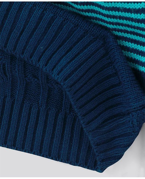 Pine Kids Moderate Winter Cable Knit Full Sleeves Sweater - White Navy Blue