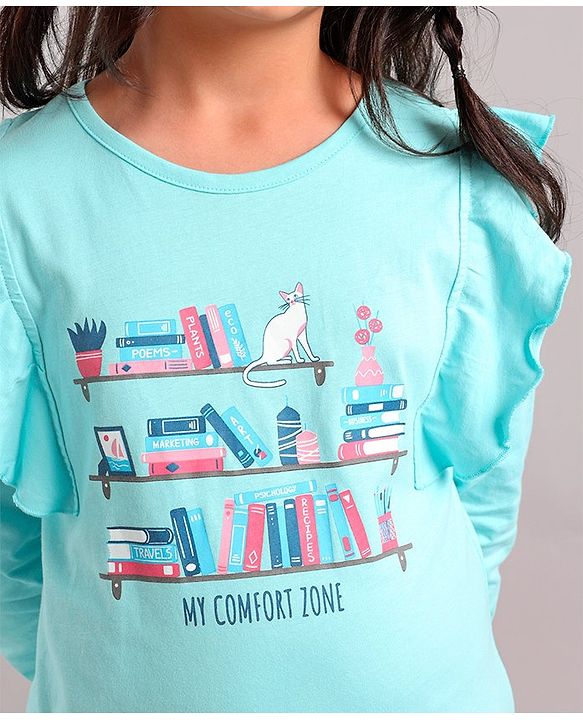 Pine Kids Full Sleeves Biowashed T-Shirt Multiprint - Light Blue