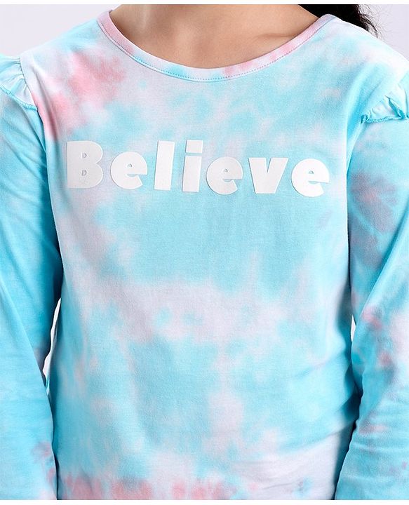 Pine Kids Full Sleeves Biowashed Top Text Print- Multicolor