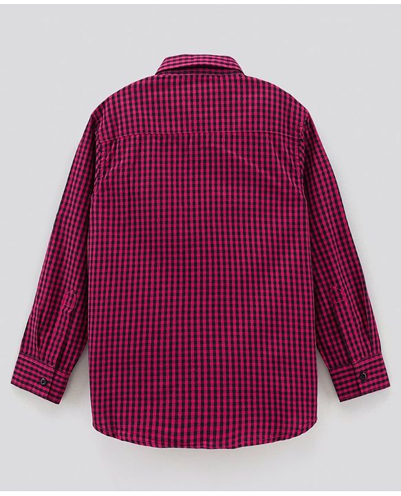 Pine Kids Full Sleeves Softner Wash Check Shirt With Inner Sleeveless T-Shirt - Maroon