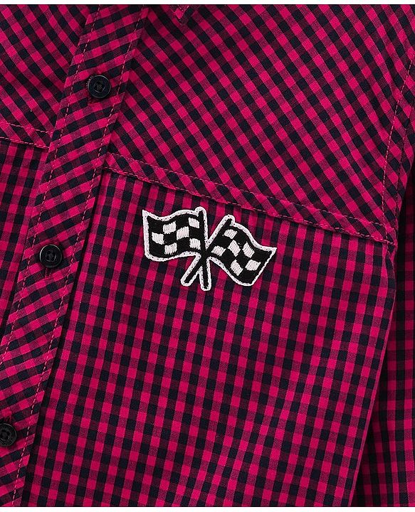Pine Kids Full Sleeves Softner Wash Check Shirt With Inner Sleeveless T-Shirt - Maroon
