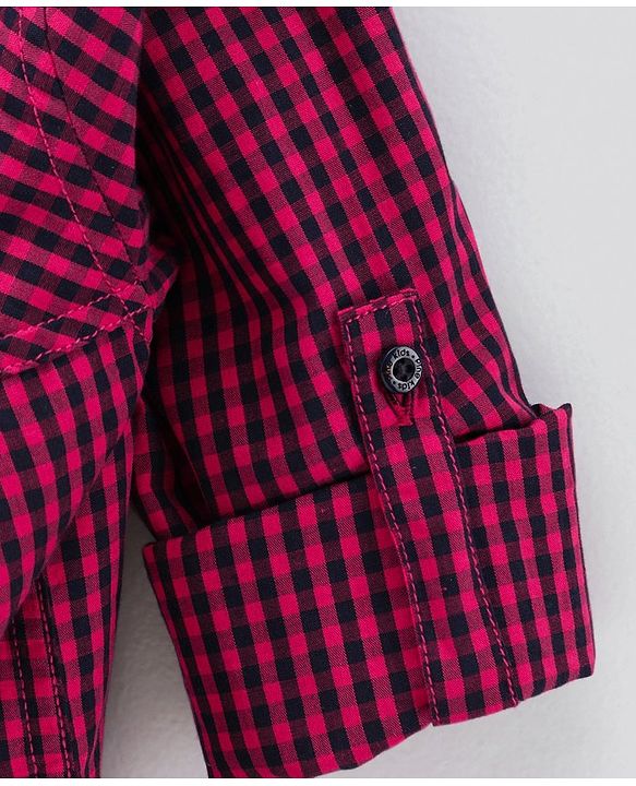 Pine Kids Full Sleeves Softner Wash Check Shirt With Inner Sleeveless T-Shirt - Maroon