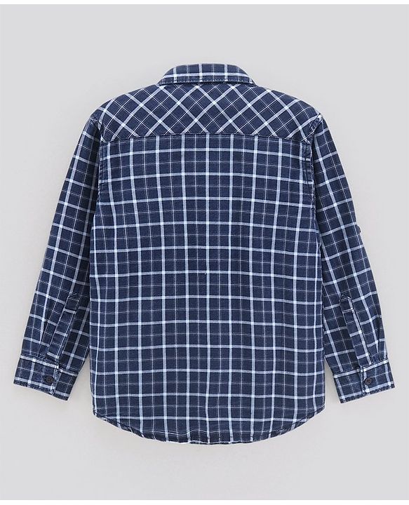Pine Kids Full Sleeves Softener Wash Check Shirt - Blue
