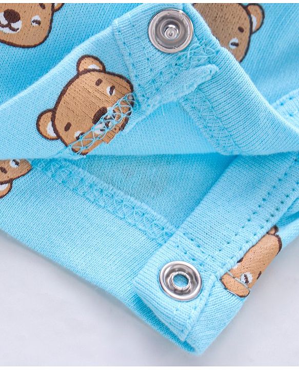 Babyhug 100% Cotton Knit Romper Pack of 2 Bear and Star Print - Navy Blue