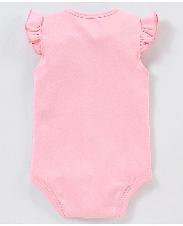 Babyhug 100% Cotton Knit Frill Sleeves Onesie Stripes & Heart Print Pack of 3 - Pink & Blue