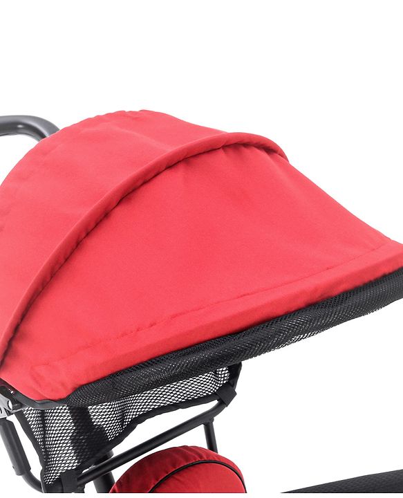 Babyhug  Plug & Play Stallion Tricycle with Parental Push Handle & Foldable Canopy - Red Black