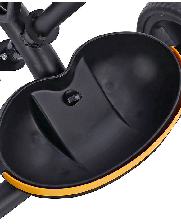 Babyhug  Plug & Play Stallion Tricycle with Parental Push Handle & Foldable Canopy - Yellow Black