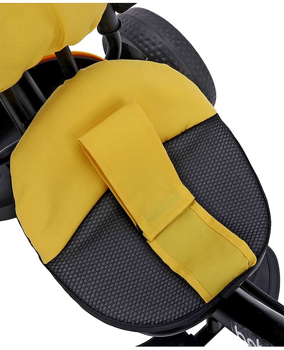 Babyhug  Plug & Play Stallion Tricycle with Parental Push Handle & Foldable Canopy - Yellow Black