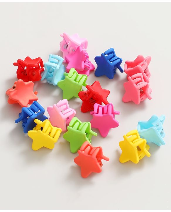 Pine Kids Free Size Star Shaped Clips  Pack of 18 - Multicolor
