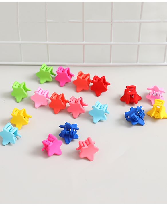 Pine Kids Free Size Star Shaped Clips  Pack of 18 - Multicolor