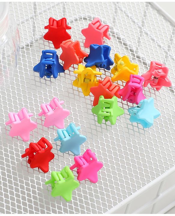 Pine Kids Free Size Star Shaped Clips  Pack of 18 - Multicolor