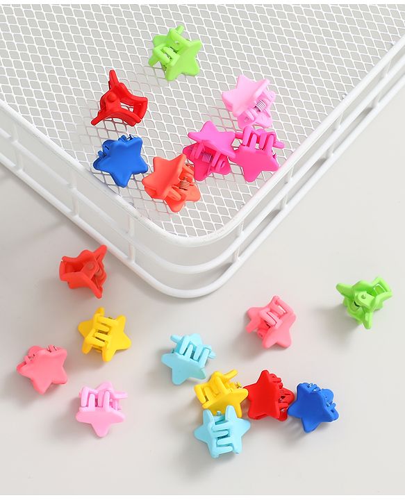 Pine Kids Free Size Star Shaped Clips  Pack of 18 - Multicolor