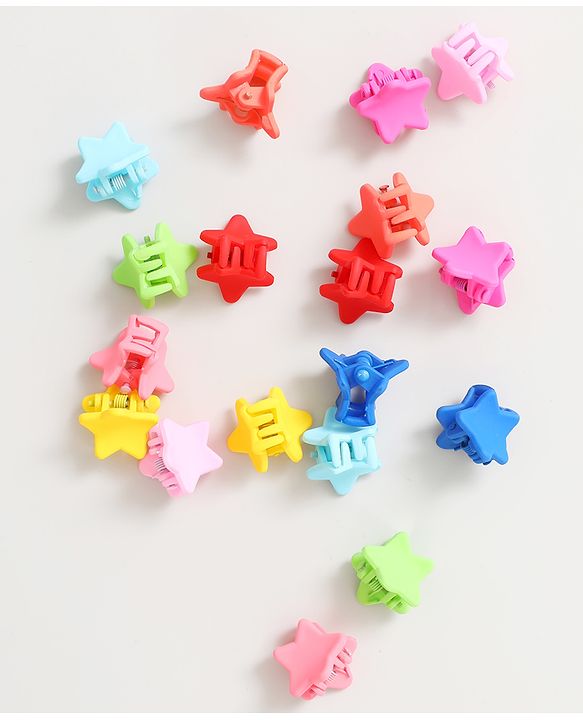 Pine Kids Free Size Star Shaped Clips  Pack of 18 - Multicolor