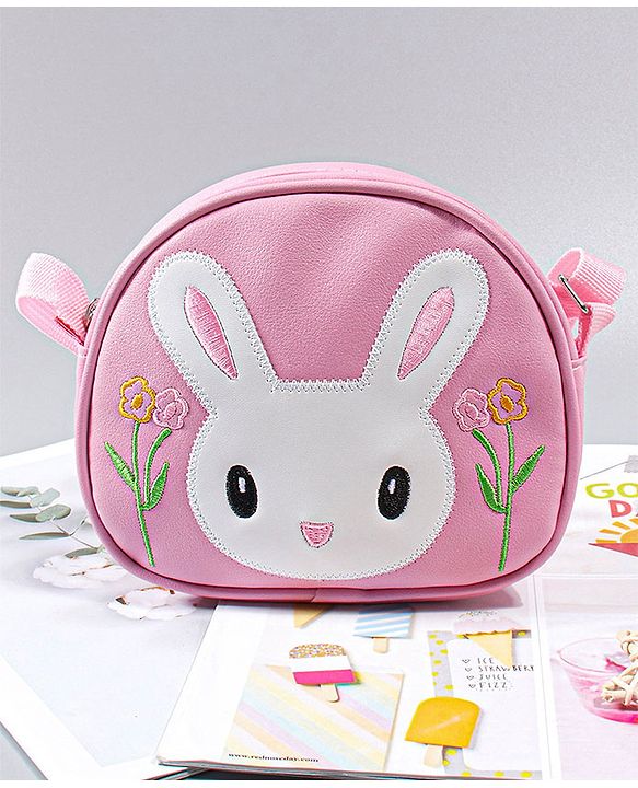 Babyhug Free Size Sling Bag With Floral Embroidery & Bunny Patch - Pink