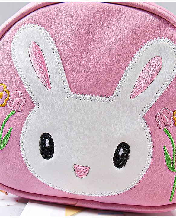 Babyhug Free Size Sling Bag With Floral Embroidery & Bunny Patch - Pink