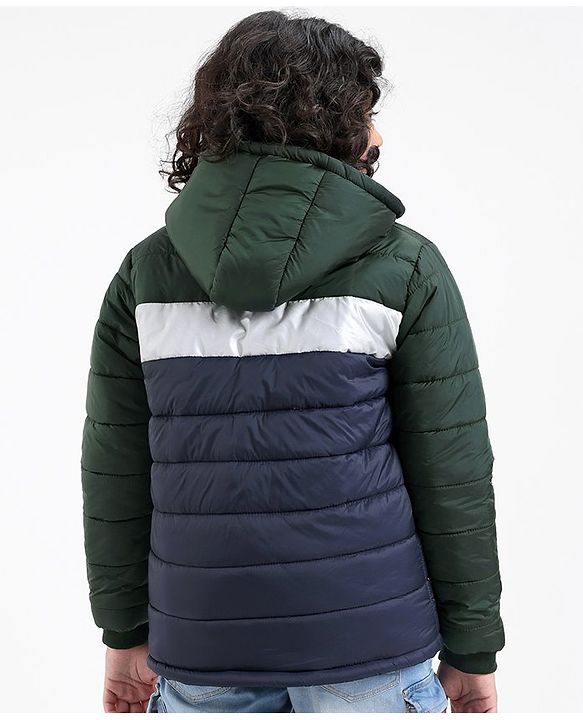 Pine Kids Full Sleeves Metallic Color Block Hooded Jacket for Moderate Winter - Multicolour