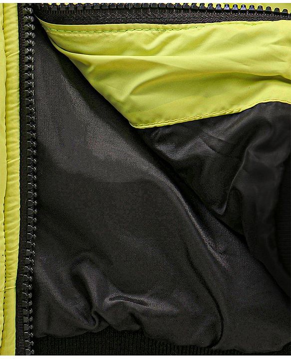 Pine Kids Full Sleeves Moderate Winter Solid Puffed Hooded Jacket - Neon Green