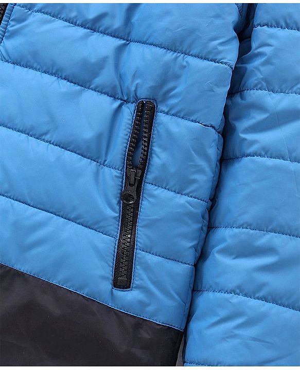 Pine Kids Full Sleeves Moderate Winter Padded Jacket with Hoodie - Blue