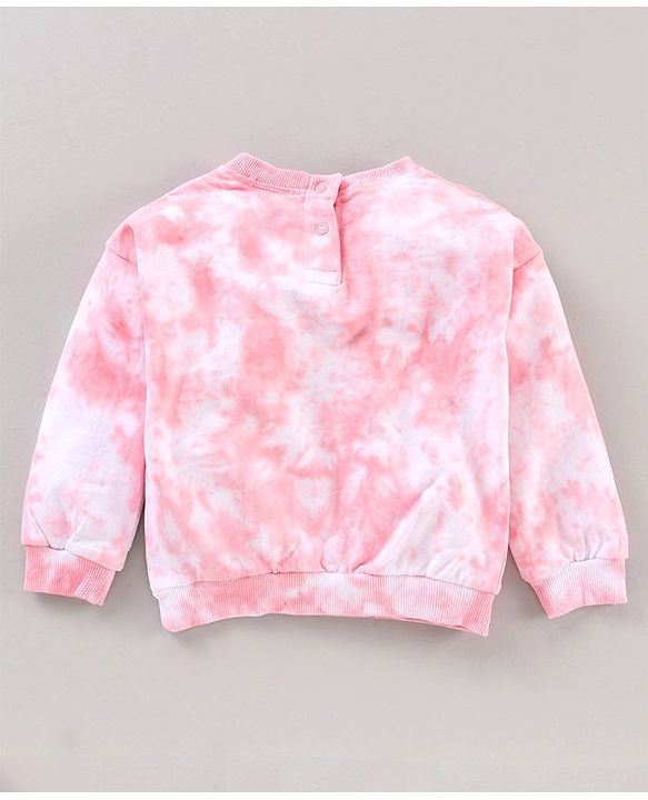 Babyhug Full Sleeves Tie & Dye Sweatshirt With Space Jam Print - Pink