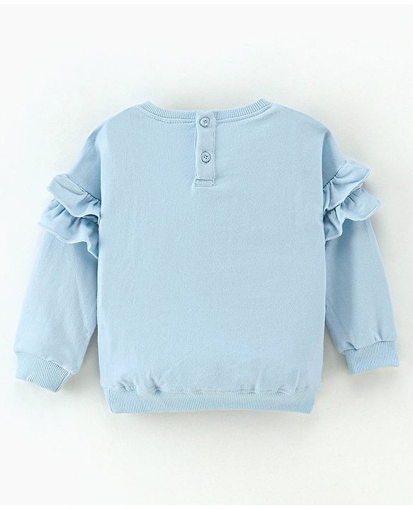 Babyhug Cotton Full Sleeves with Frill Sweatshirt Doll Patch - Blue