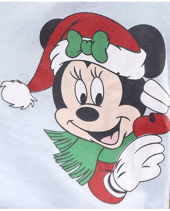 Babyhug Full Sleeves T-Shirt Minnie Mouse Print - Light Blue