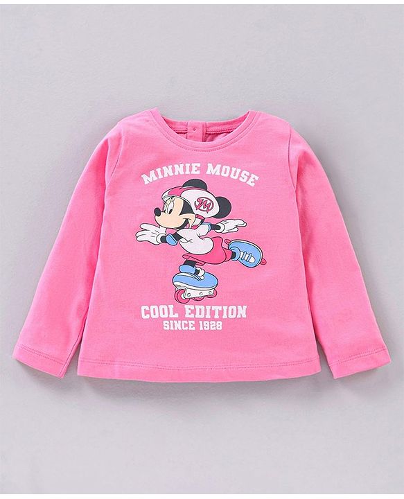 Babyhug Full Sleeves Tee Minnie Mouse Print - Light Pink