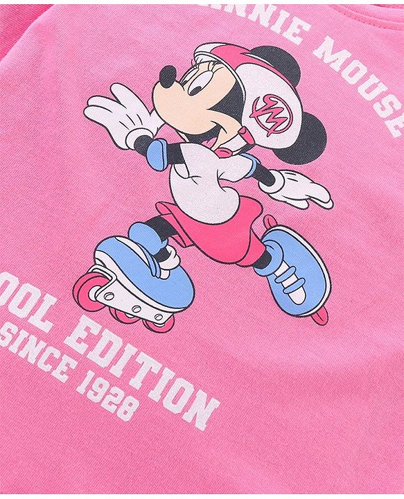 Babyhug Full Sleeves Tee Minnie Mouse Print - Light Pink