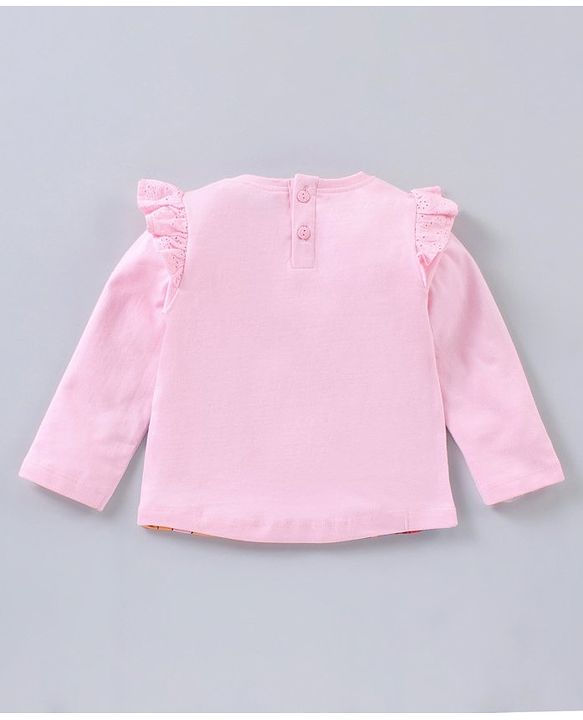 Babyhug Cotton Knit Full Sleeves T-Shirt Disney Minnie Mouse Print - Pink