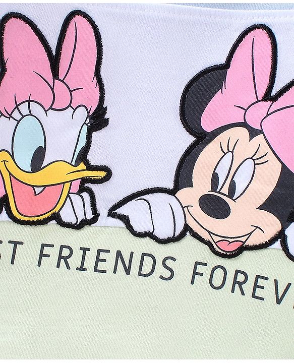 Babyhug Full Sleeves T-Shirt Minnie Mouse And Donald Duck Print - Light Blue Green