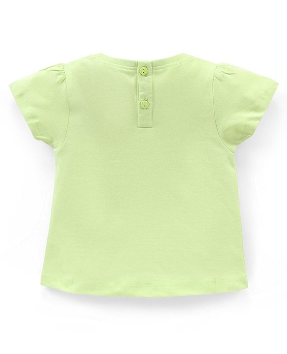 Babyhug Cotton Short Sleeves Minnie Mouse Print Tshirt - Lime