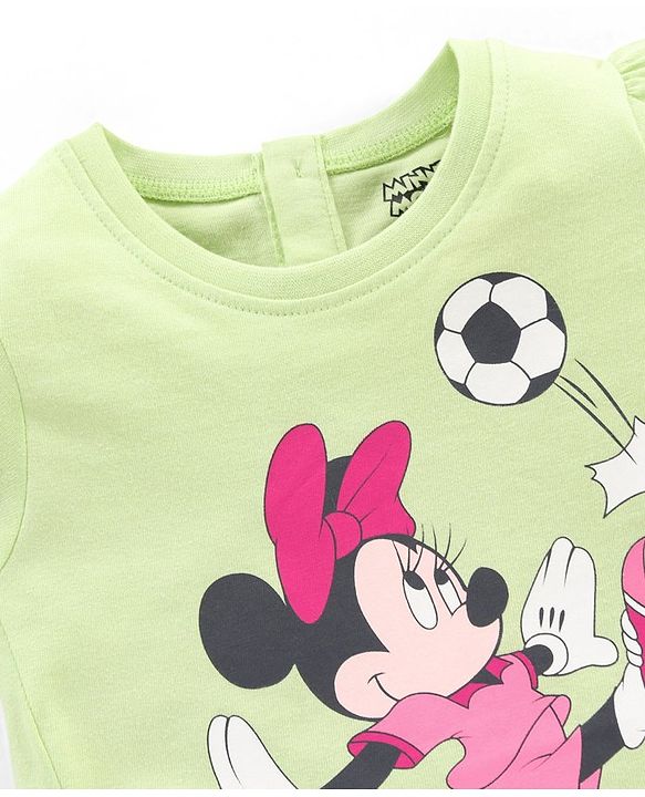 Babyhug Cotton Short Sleeves Minnie Mouse Print Tshirt - Lime