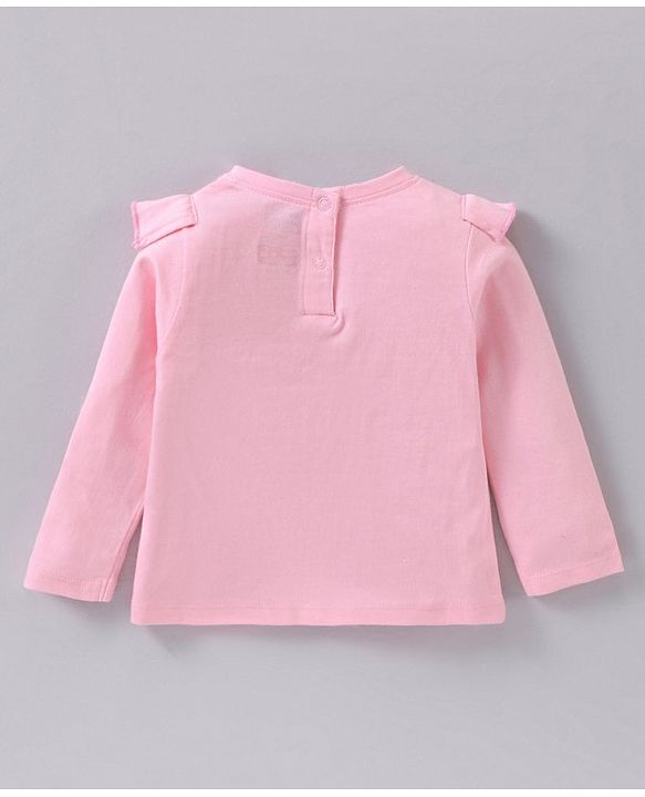 Babyhug Cotton Knit Full Sleeves Tee with Minnie and Text Print - Pink