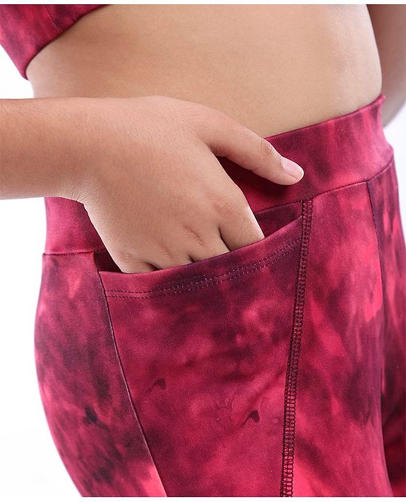 Pine Active High Stretch Breathable Tie Dye Sports Bra And Legging Set - Multicolour