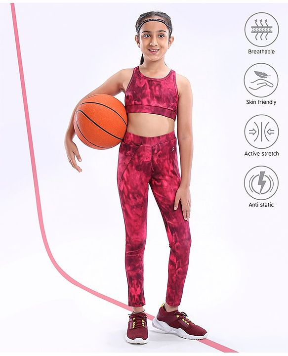 Pine Active High Stretch Breathable Tie Dye Sports Bra And Legging Set - Multicolour