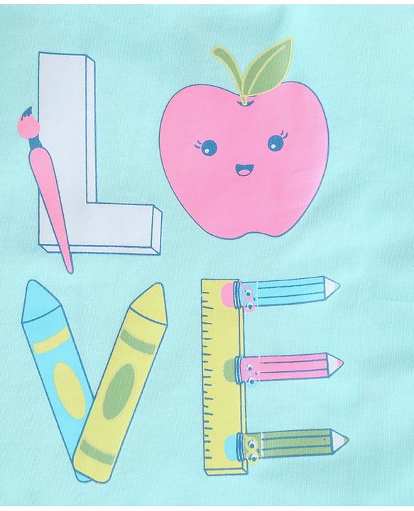 Babyhug Half Sleeves Tee Text Print - Sky Blue