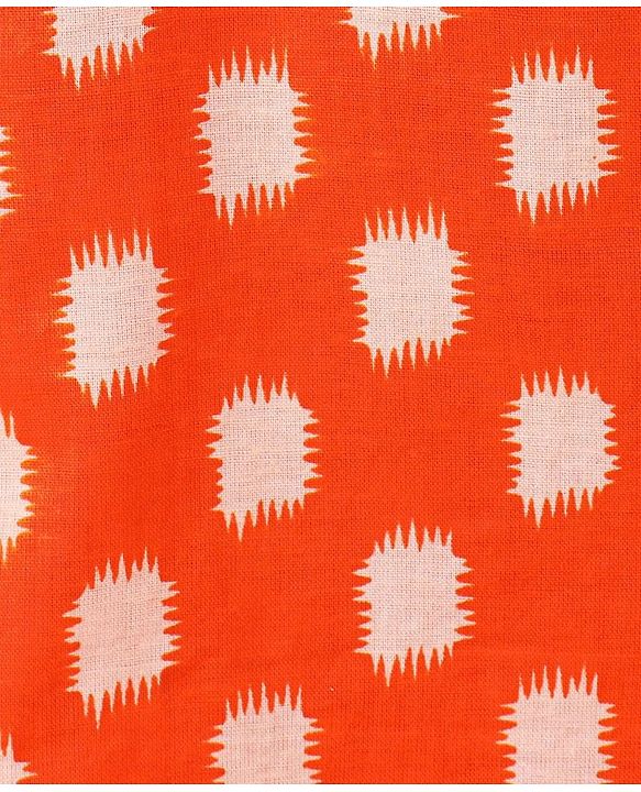 Babyhug Full Sleeves Kurta and Pyjama Set Block Print - Orange & Cream